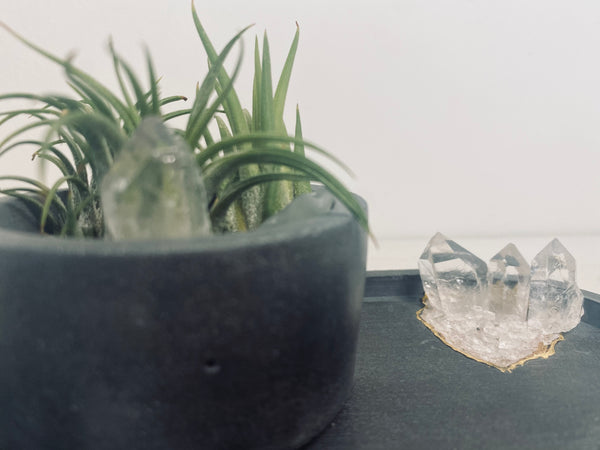 Earth Quartz Crystal Cluster Tray w/ Mini Planter Set